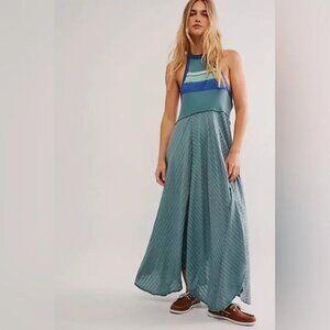 NWOT Free People Surf's Up Maxi Dress in Ocean Combo